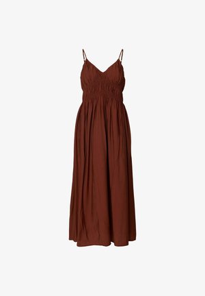 Selected, MAXI DRESS V-NECK SPAGHETTI - Robe de jour - cherry mahogany