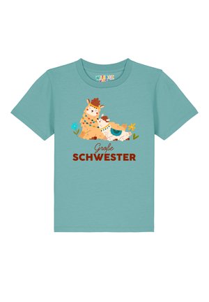 LAMA GROSSE SCHWESTER - T-shirt imprimé - teal monstera