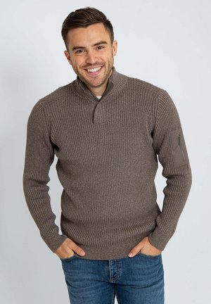 Suitable, MOU HALF ZIP - Trui - bruin taupe