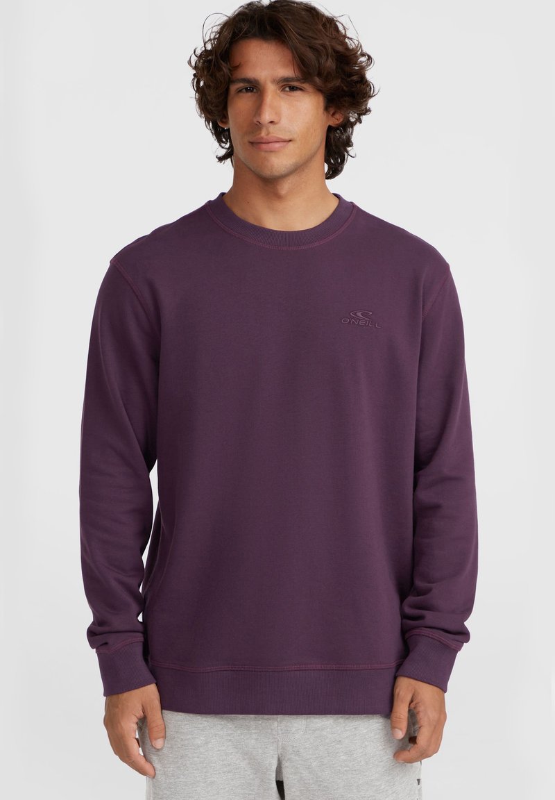 Paarse crewneck sweatshirt van een katoenmix, met ribgebreide manchetten en zoom, en een subtiel logo aan de voorkant. Gladde textuur en ontspannen pasvorm.