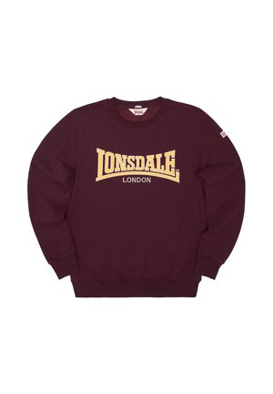 Lonsdale, RUNDHALS BERGER - Felpa - oxblood/yellow
