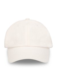 Gorra de béisbol color beige claro, hecha de algodón, con una corona redondeada, visera curva y seis ojales de ventilación. Presenta detalles de costura sutiles.