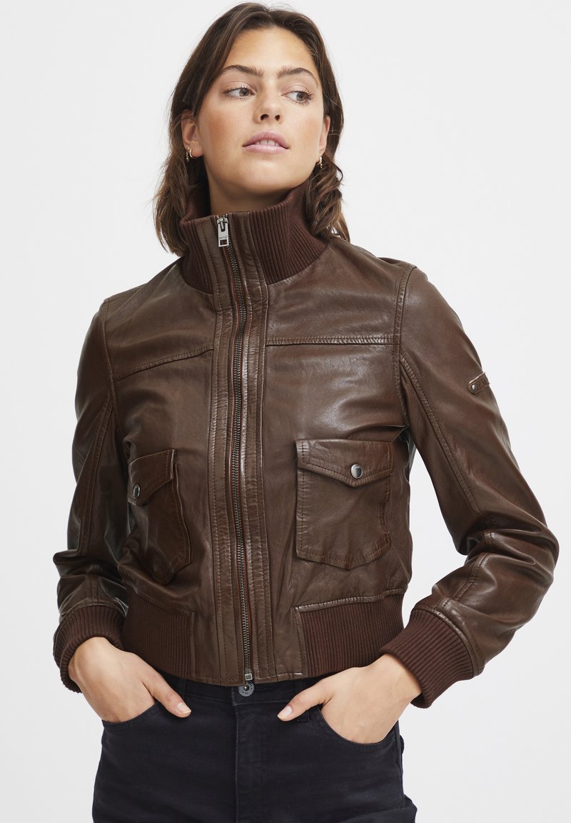 Oxmo OXDenny - Giacca di pelle - chestnut