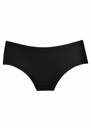 Black seamless underwear with a smooth texture, mid-rise design, and full coverage for comfort and support. No visible seams or patterns.