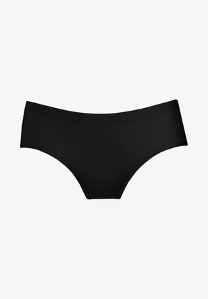 Black seamless underwear with a smooth texture, mid-rise design, and full coverage for comfort and support. No visible seams or patterns.