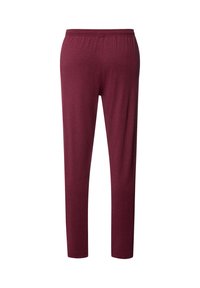 Bordeauxkleurige legging met een elastische tailleband, gemaakt van zachte, rekbare stof. Aansluitend ontwerp met rechte pijpen en geen zichtbare naden.