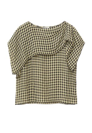& OTHER STORIES, & OTHER STORIES SCARF-DETAIL BOAT-NECK TOP - Blouse - charcoal checked