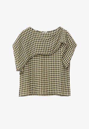 & OTHER STORIES, & OTHER STORIES SCARF-DETAIL BOAT-NECK TOP - Blouse - charcoal checked