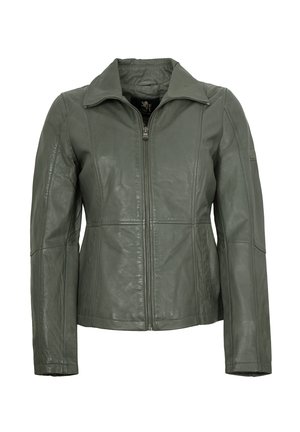 LOTTA - Lederjacke - grau-olive
