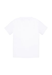 Biała koszulka z krótkim rękawem wykonana z bawełny. Prosty design z okrągłym dekoltem. Gładka tekstura, bez grafik ani wzorów.