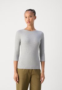 Marc O'Polo 3/4 SLEEVE FINE BINDING AT NECK - Långärmad tröja - soft stone melange