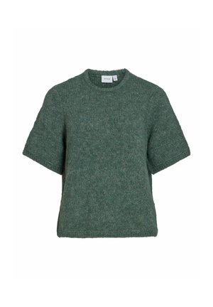 VILA, KNITTED TOP VIMARLEY SHORT SLEEVED - T-shirt basique - balsam green