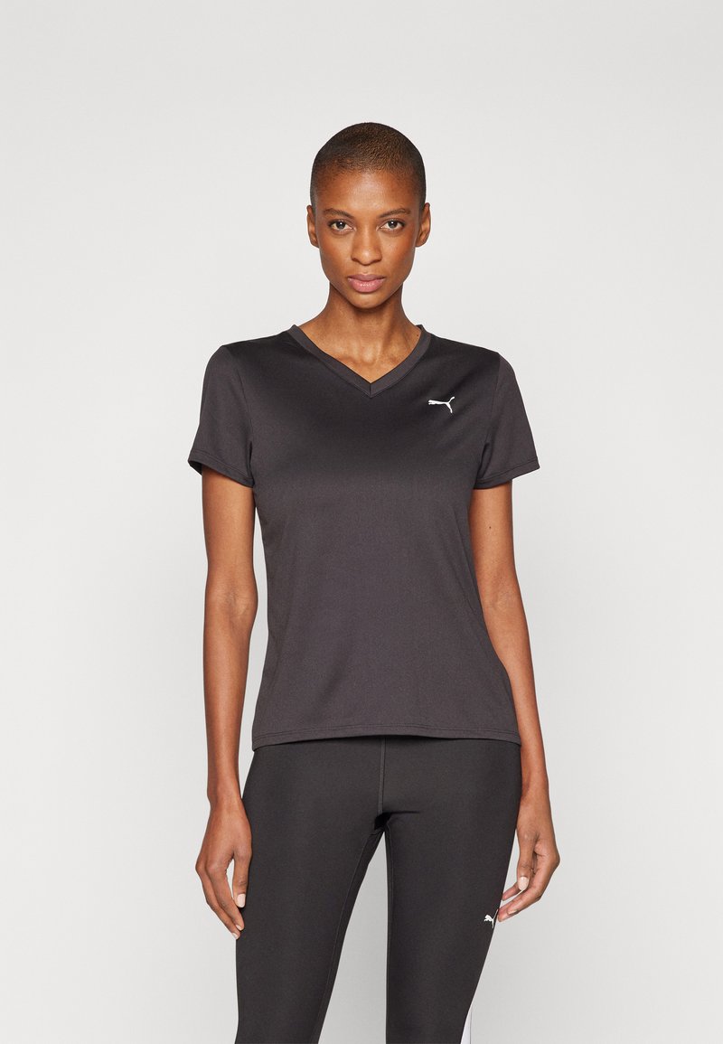Puma TAD ESSENTIAL V NECK TEE - Sportovní tričko - black