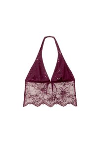 HALTER WITH EMBROIDERY  - Blůza - bordeaux