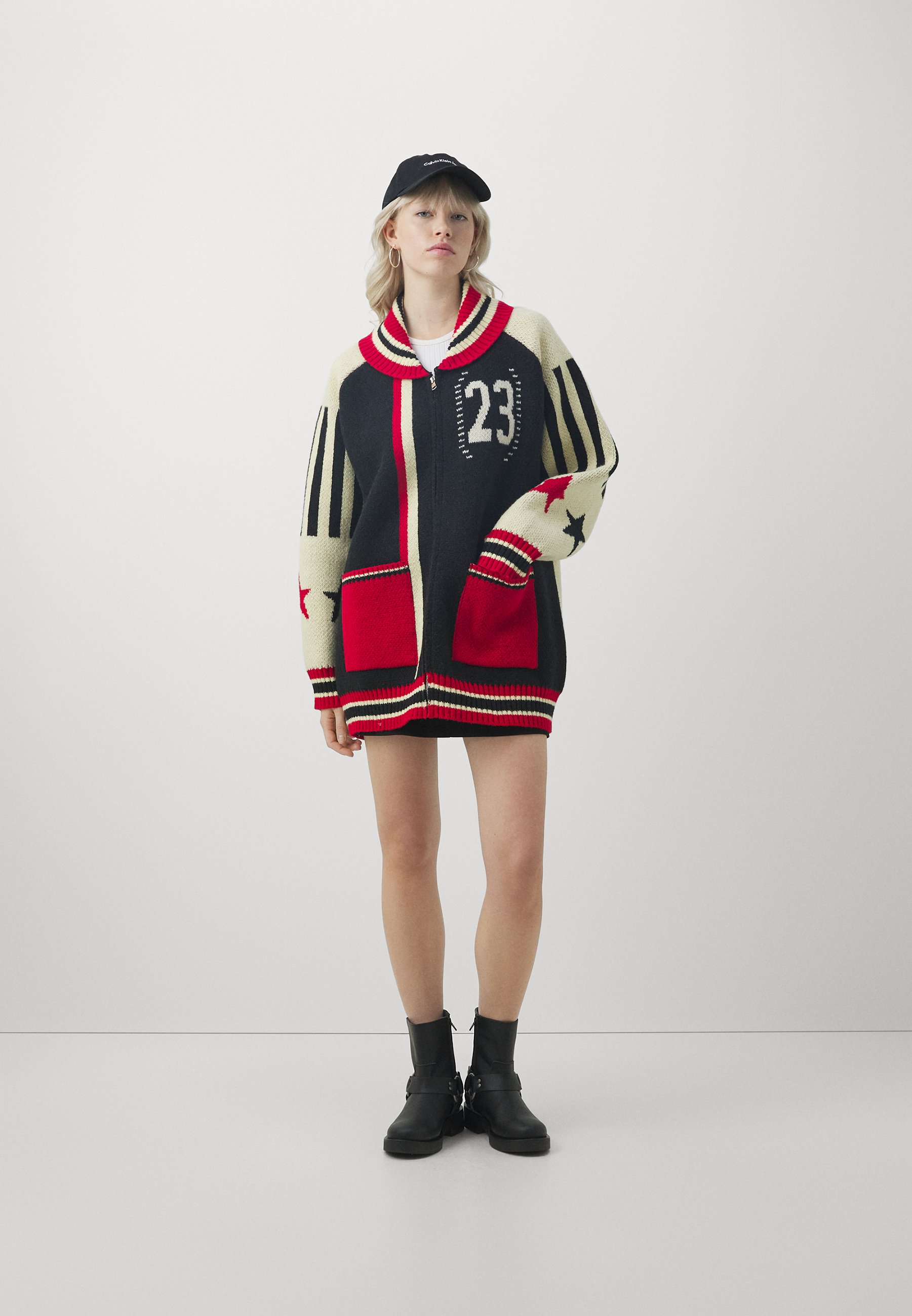 Jaded London TEAM ZIP THROUGH - Cardigan - dark blue/off-white/red