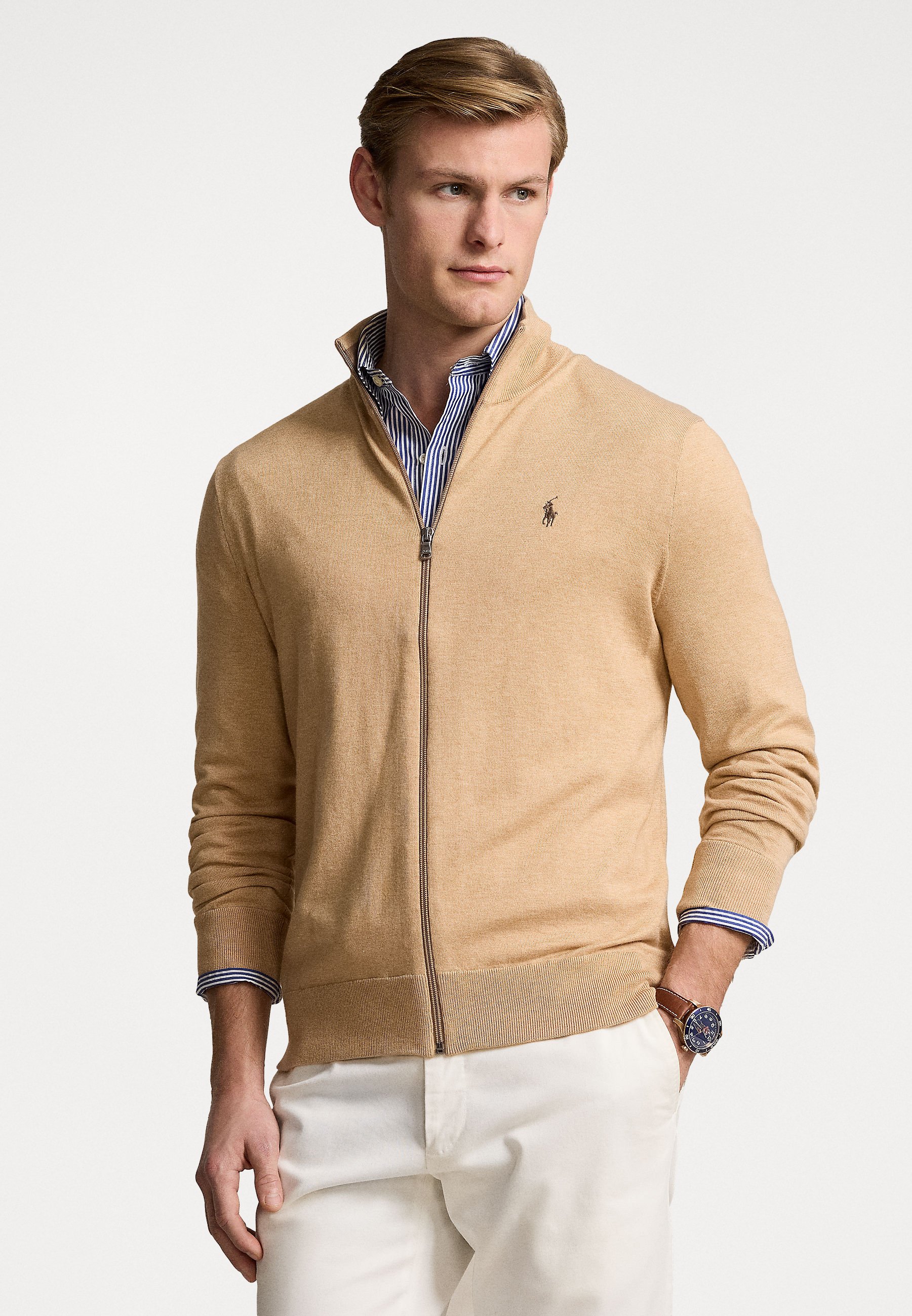 Polo Ralph Lauren COTTON FULL ZIP SWEATER Strickjacke camel
