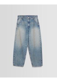 Light blue denim jeans with a relaxed fit, featuring a mid-rise waist, five pockets, and fading throughout for a worn effect.