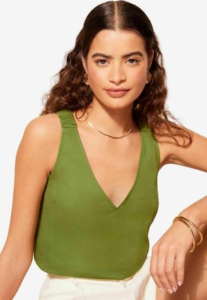 SHIRRED STRAP V NECK SWING - REGULAR FIT - Blouse - green