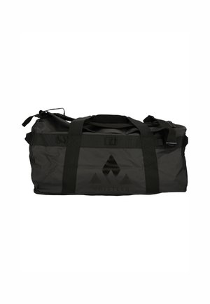 Sort duffelbag med robust stof, to topgreb, justerbar skulderrem og logodetalje på siden. Enkel, funktionel design.