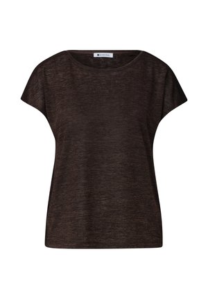 Street One, T-SHIRT MIT BOAT NECK UND SMOK-DETAIL - T-shirt basique - espresso brown