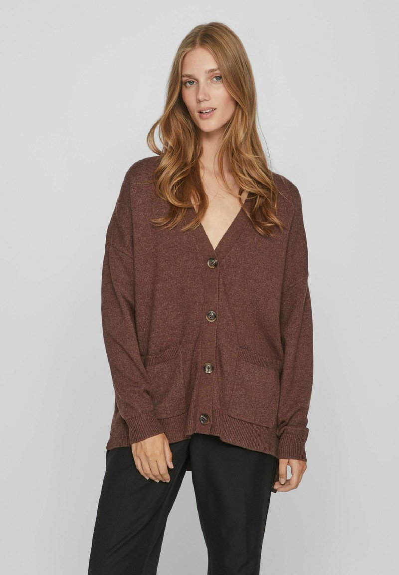 Vicomfy L S Knit Cardigan Shaved Chocolate Det