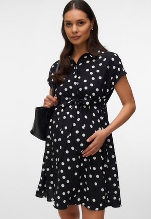 Vero Moda Maternity VMMNEWHALLIE Maternity - Φόρεμα πουκάμισο - black aop:white dots