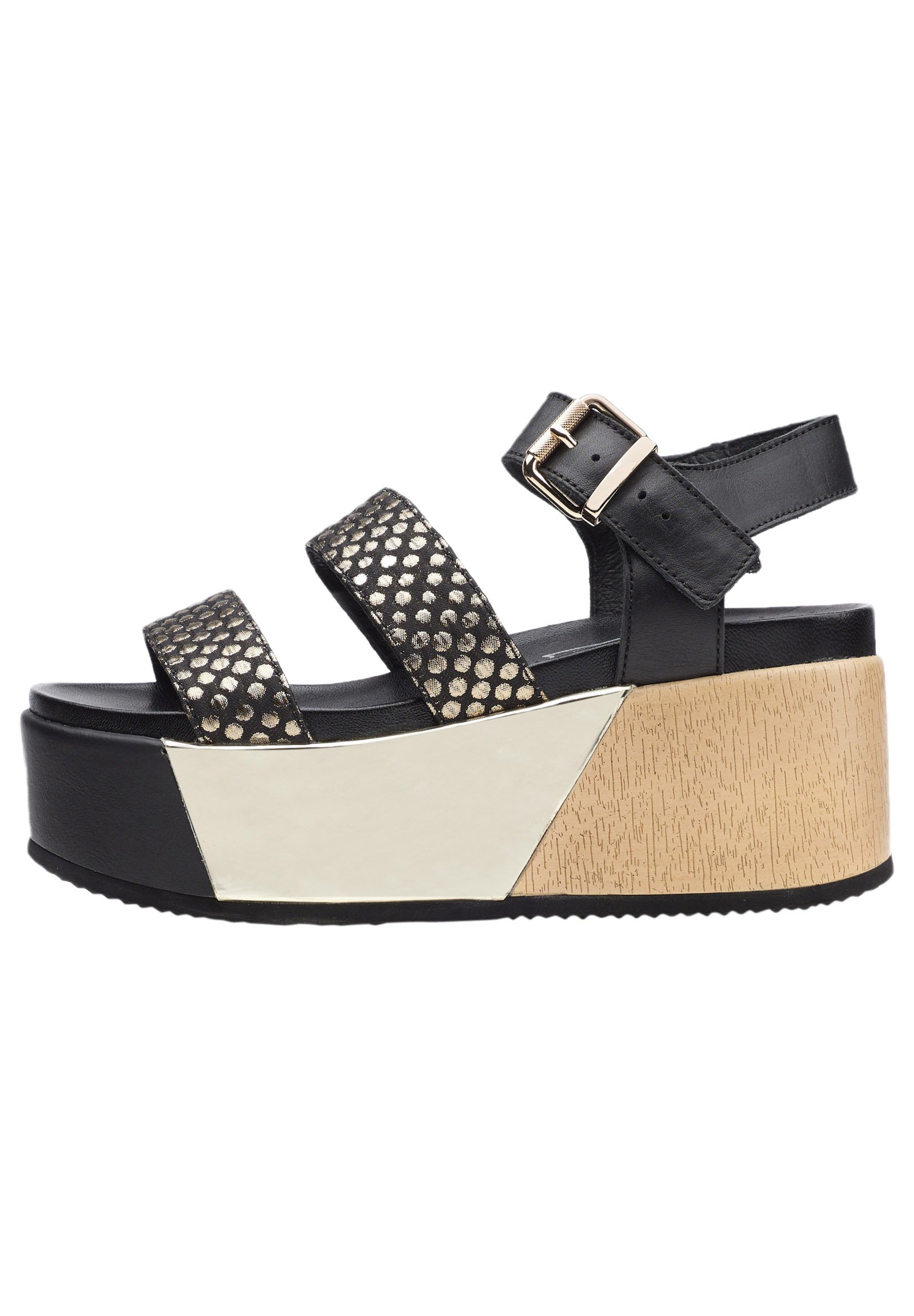 sandali con plateau oro