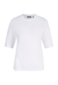 T-shirt blanc uni à manches courtes avec un col rond et une discrète étiquette Joop! à l'intérieur du col, présenté sur fond blanc.