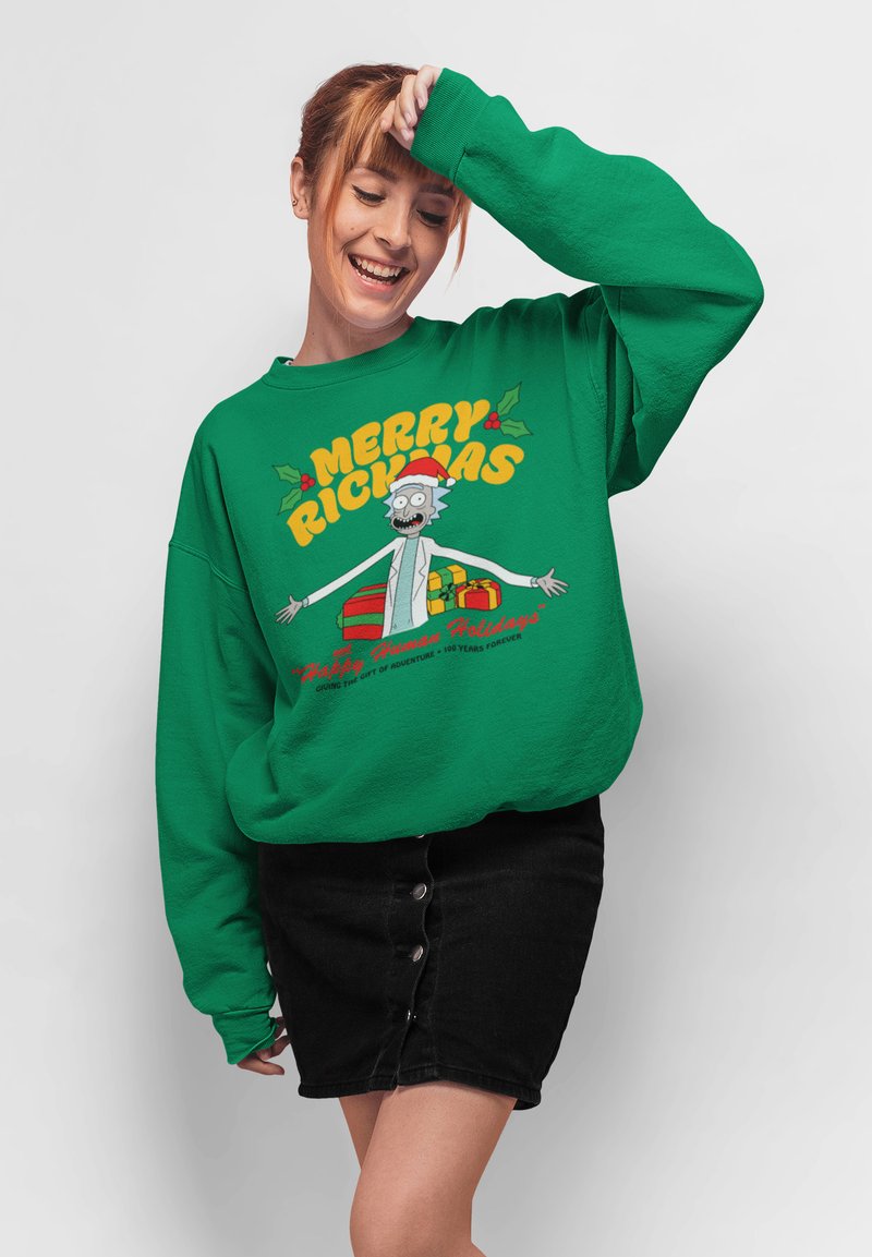 Henry Tiger RICK AND MORTY HAPPY HUMAN HOLIDAYS - Felpa - kelly green
