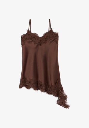 Oltre, TOP LINGERIE ASIMMETRICO - Top - marrone