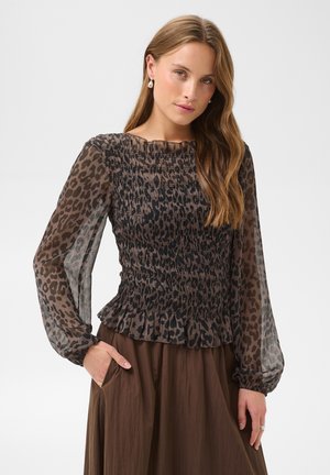 Saint Tropez, TAVASZ BLOUSE - Blouse - chocolate brown leopard