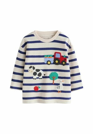 Next, REGULAR FIT - LONG SLEEVE APPLIQUÉ T-SHIRT - Langarmshirt - cream navy stripe farm embroidery