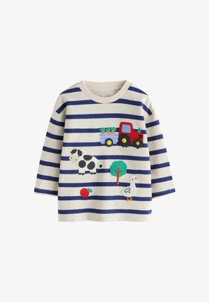Next, REGULAR FIT - LONG SLEEVE APPLIQUÉ T-SHIRT - Long sleeved top - cream navy stripe farm embroidery
