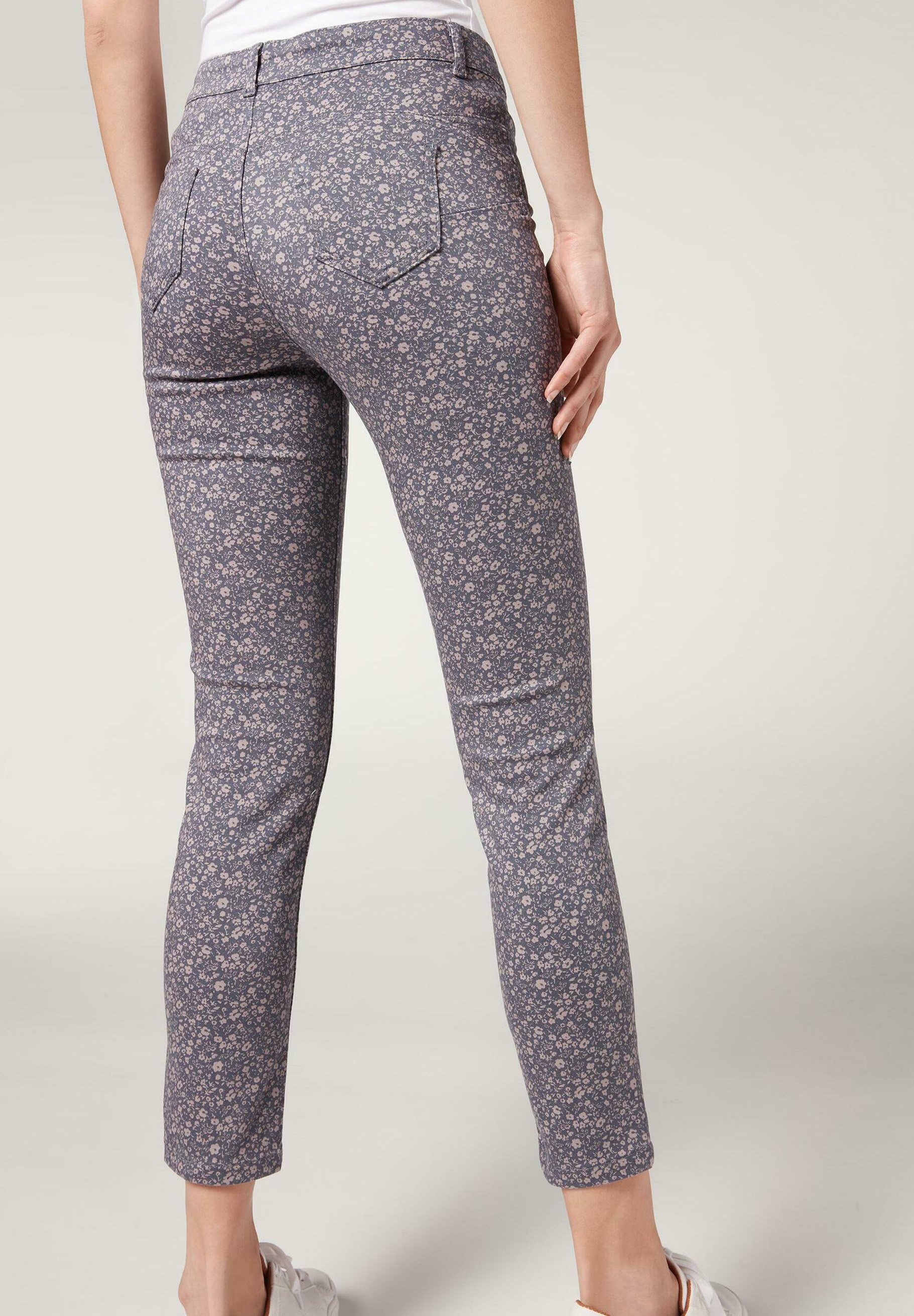 Calzedonia Jeans slim fit - st. fiori grigi/grigio metallizzato - Zalando