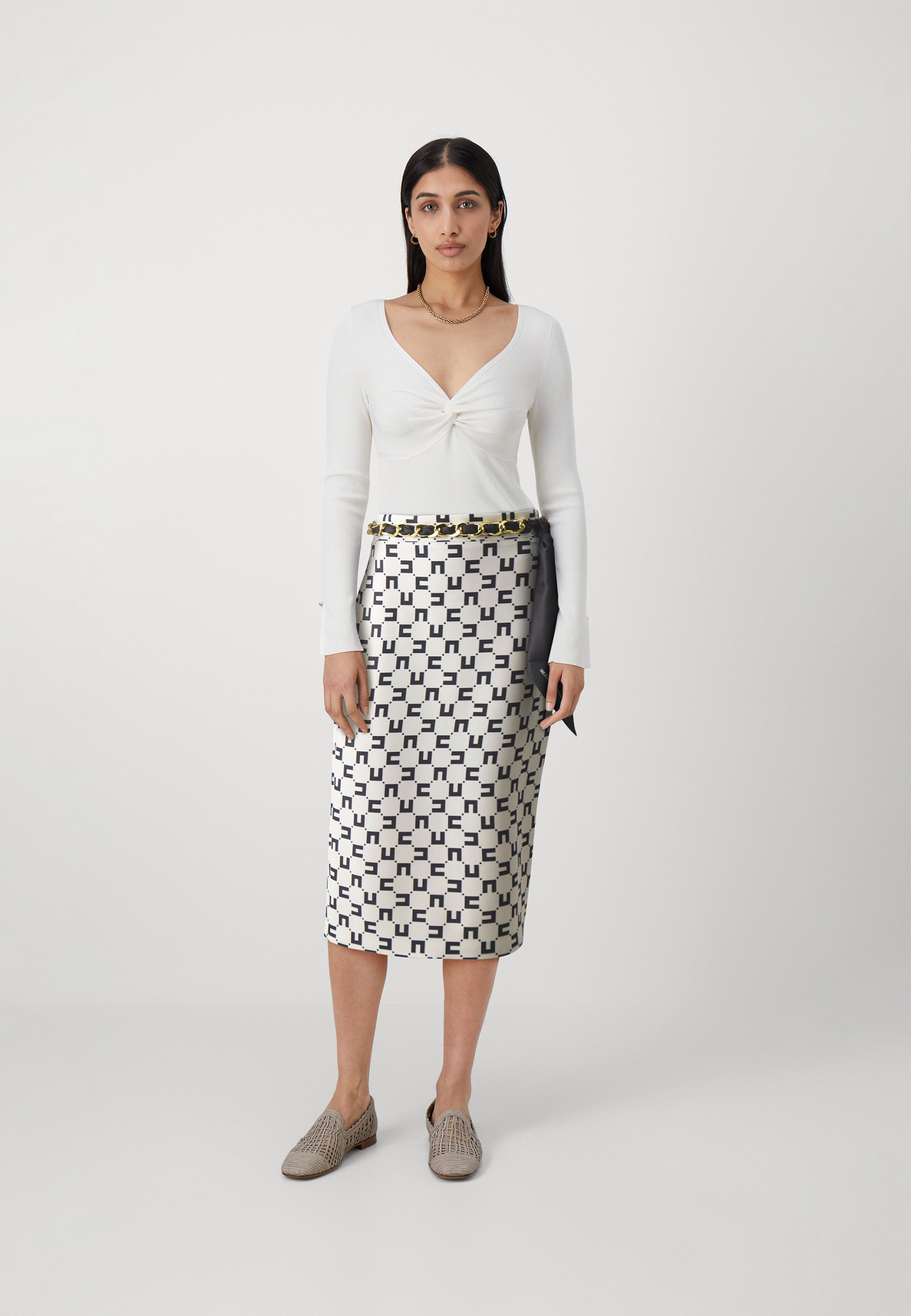 Elisabetta Franchi WOMENS SKIRT - Pencil skirt - burro/nero