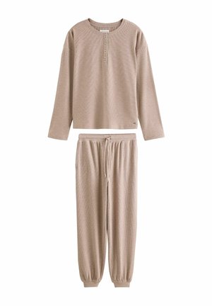 Next, REGULAR FIT - COSY WAFFLE LONG SLEEVE HENLEY PYJAMAS SET - Nachtwäsche Set - neutral
