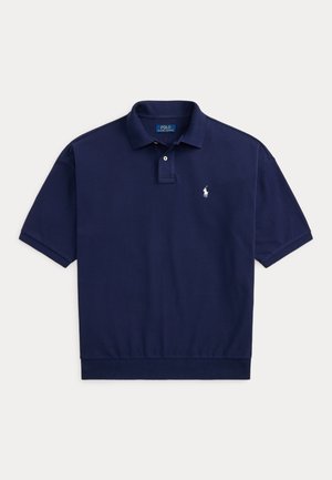 Tengerészkék, rövid ujjú Polo Ralph Lauren ing gallérral, kéttagú gombsorral és fehér hímzett logóval a bal mellrészen.