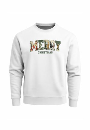 MERRY CHRISTMAS FRONTPRINT - Sweatshirt - weiß