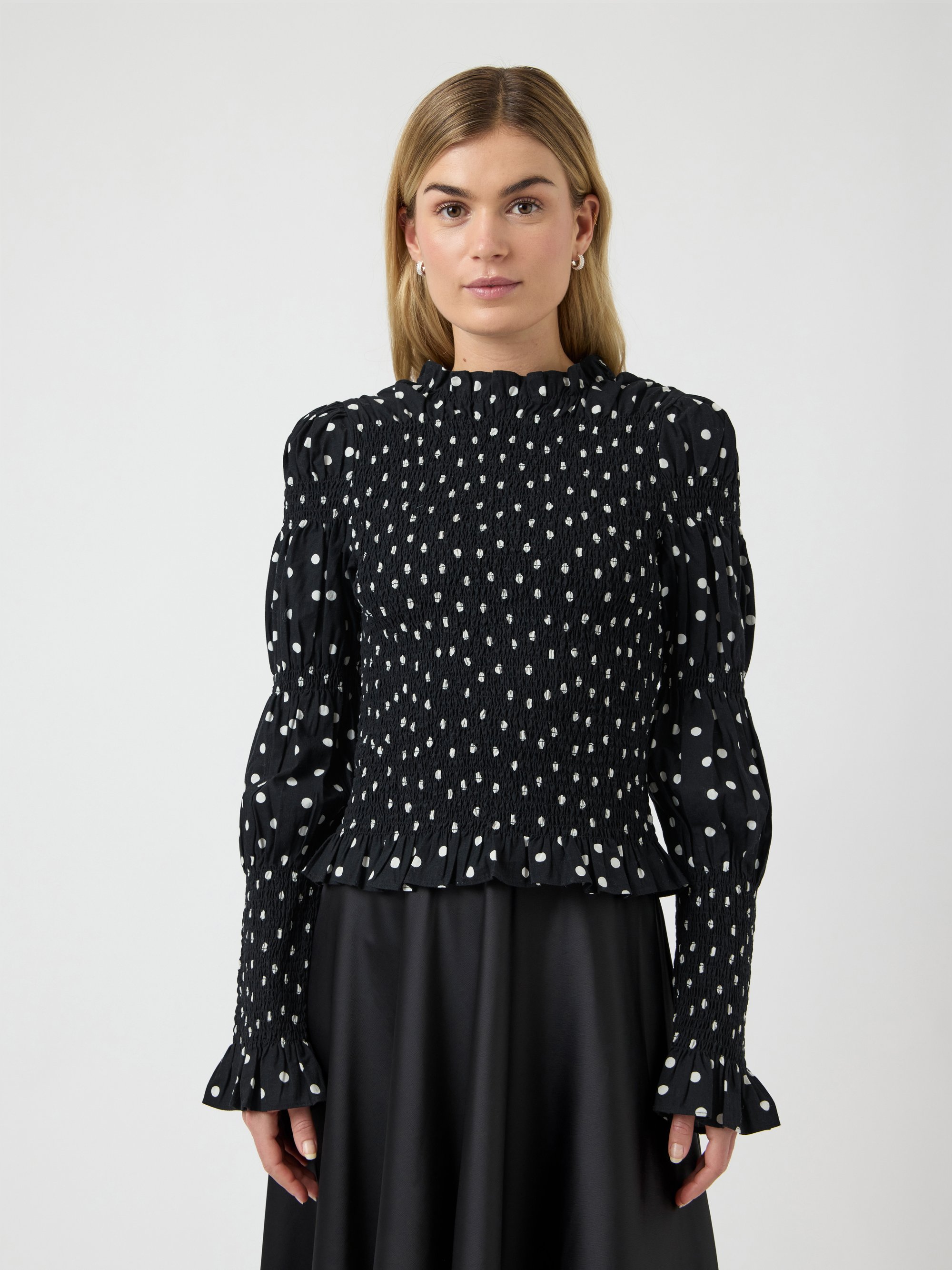 Chemisier Sans Manches Banana Republic Noir à Pois Blancs - Taille S - Occasion Très Bon état - Polyester/Spandex