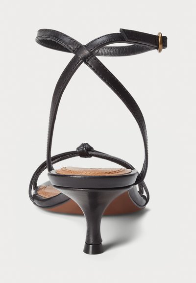 Polo Ralph Lauren LEATHER KITTEN-HEEL SANDAL - Saltos clássicos - black
