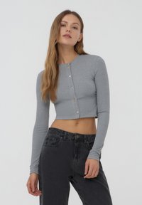 Terranova CROP COSTINA - Cardigan - grigio melange
