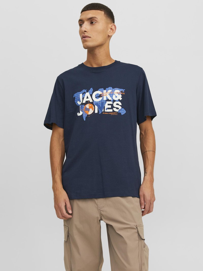 Jack & Jones JCODUST CREW NECK - Camiseta estampada - navy blazer