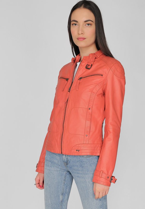RYANA - Lederjacke - coral