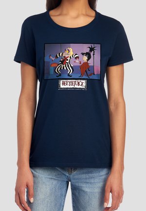 Cotton Soul, BEETLEJUICE AND LYDIA SUPER SHOCKED - T-Shirt print - dark blue