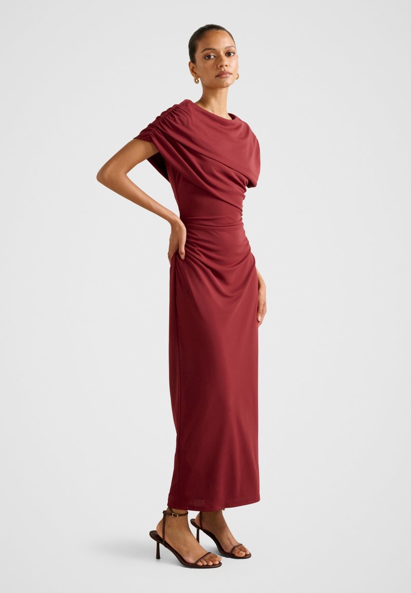 open lace back dress Kara Tie Front Linen Midi Dress Bright Red main image 0