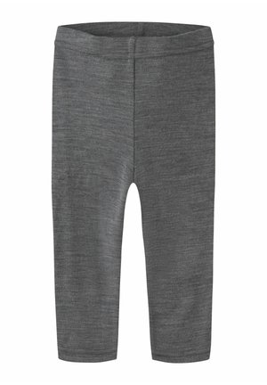 Leggings simples, unis et extensibles couleur gris foncé avec une taille élastique, présentés à plat sur un fond blanc.