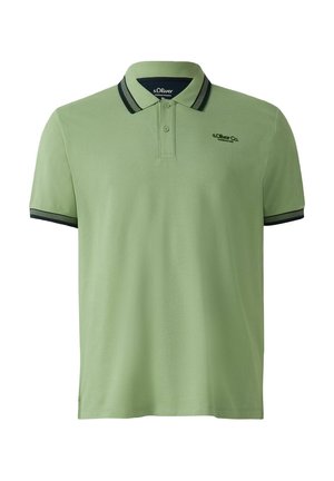 Hellgrünes Poloshirt mit kurzen Ärmeln, zweiknöpfiger Knopfleiste, dunkel gestreiftem Kragen und Bündchen sowie kleinem "s.Oliver Co."-Logo auf der Brust.