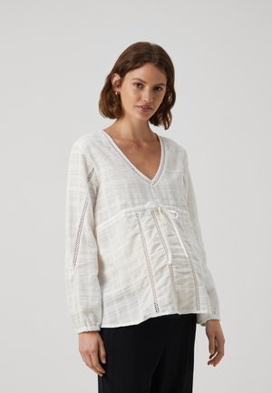 OLMLINEA LIFE V NECK DETAIL - Langarmshirt - cloud dancer