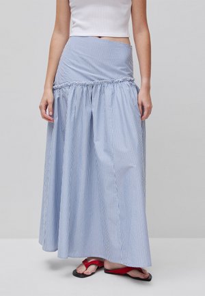 United Colors of Benetton, LONG STRIPED SKIRT WITH A FITTED WAISTBAND AND A GATHERED, INVISIBLE ZIP - Maxirok - blue white