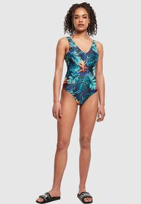Urban Classics LADIES HIGH LEG PATTERN SWIMSUIT - Maillot de bain - vriesea black